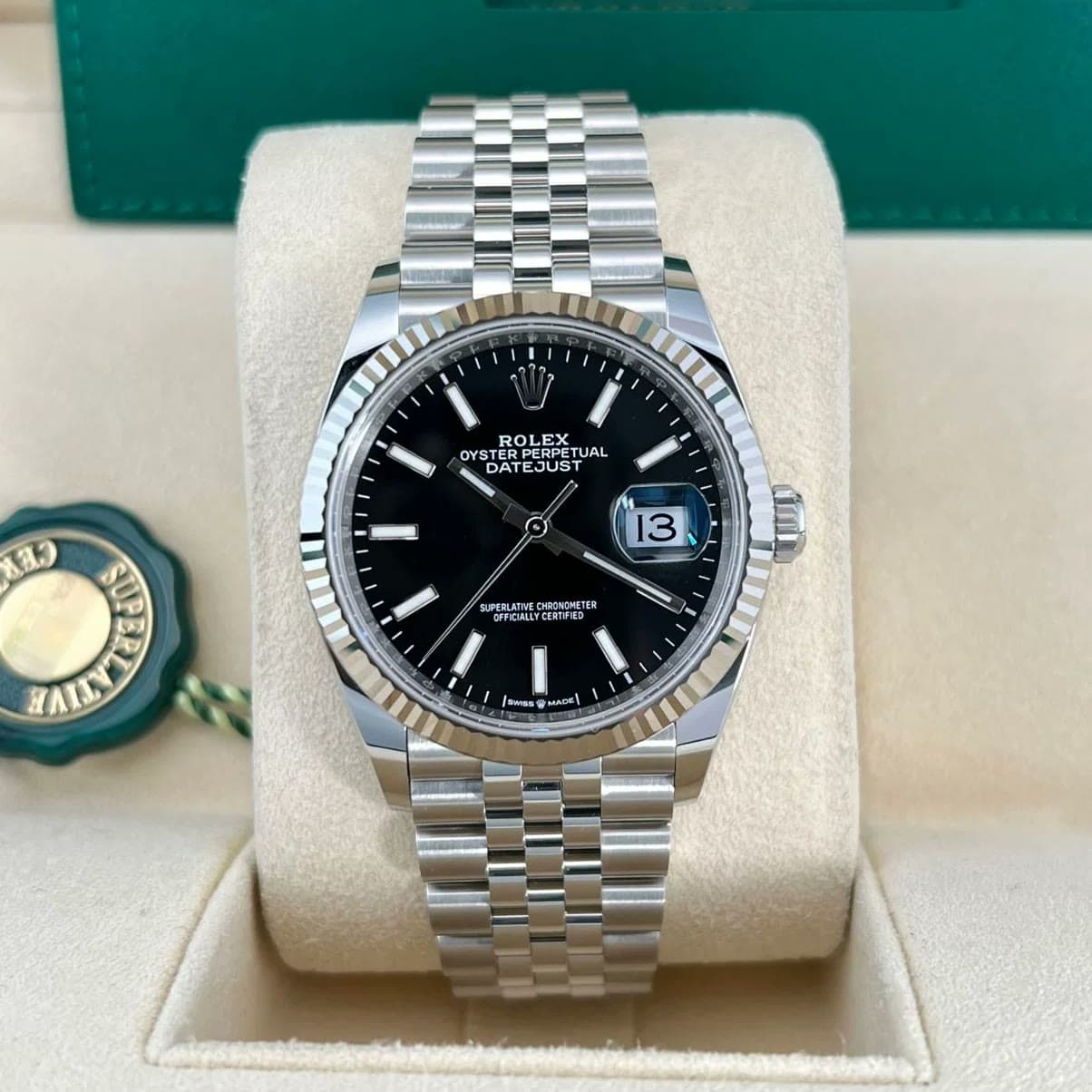 2025 Rolex Datejust 36 Fluted / Black / Jubilee 126234-0015 — 36 mm, Steel, Black dial