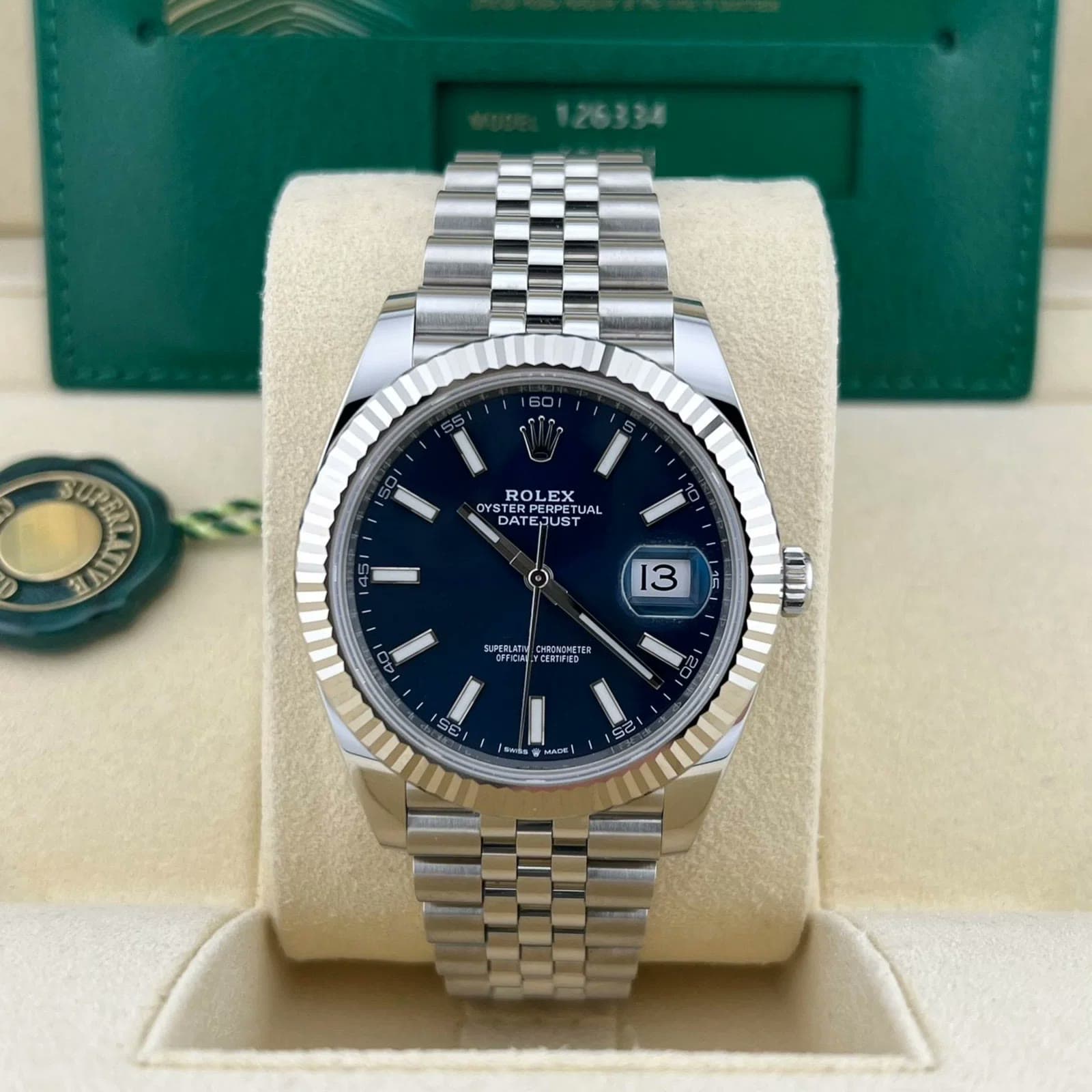 2025 Rolex Datejust 41 Fluted / Blue / Jubilee 126334-0002 — 41 mm, Steel, Blue dial