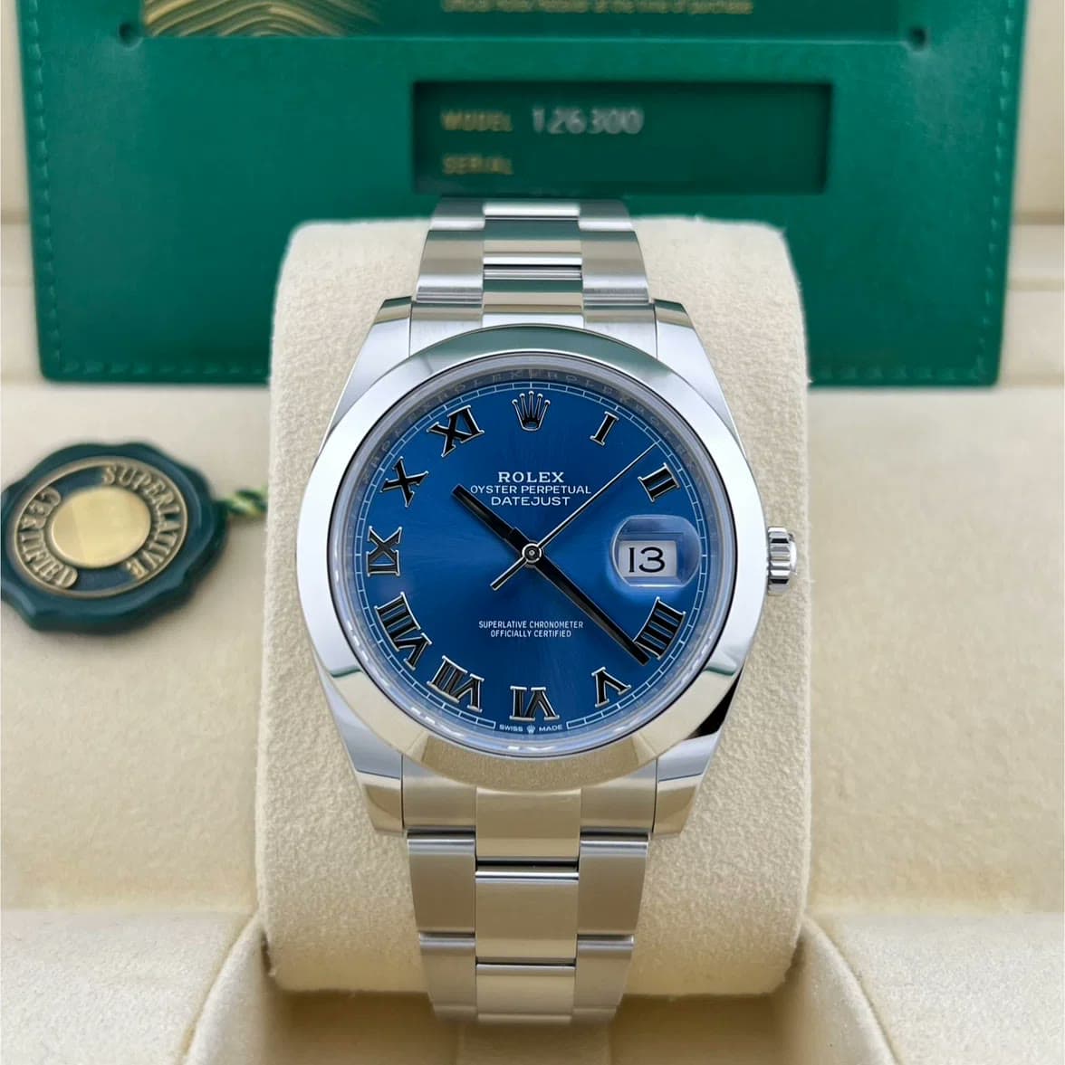 2025 Rolex Datejust 41 Smooth / Blue / Roman / Oyster 126300-0017 — 41 mm, Steel, Blue dial