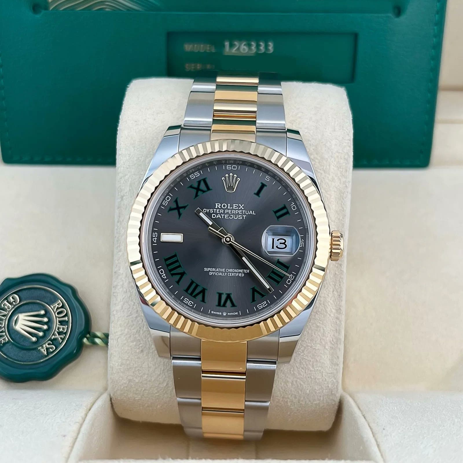 2024 Rolex Datejust 41 Two-Tone "Wimbledon" / Fluted / Oyster 126333-0019 — 41 mm, Steel & Yellow Gold, Slate dial