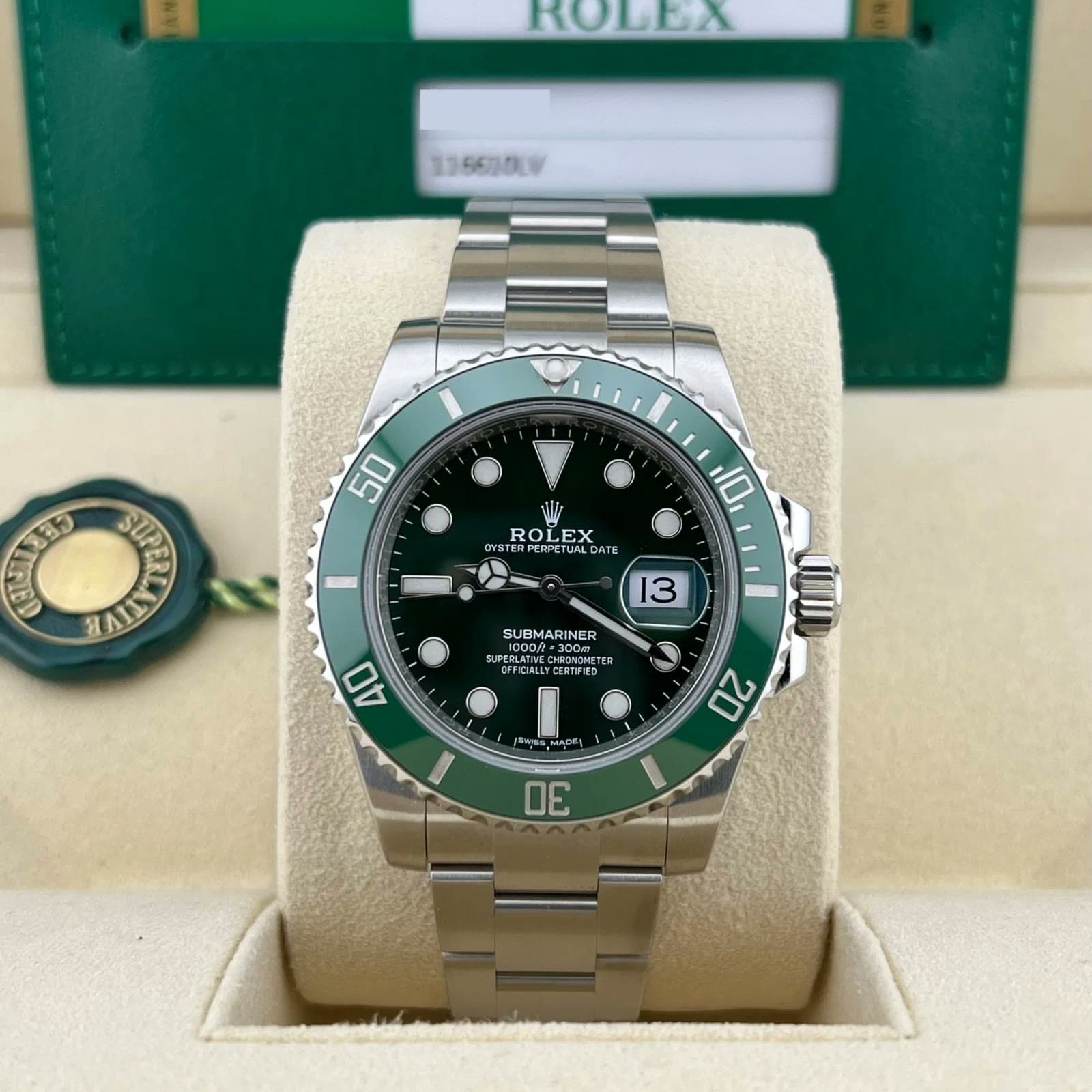 2016 Rolex Submariner "Hulk" 116610LV — 40 mm, Steel, Green dial